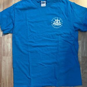 St Ignace Mackinac Grille Waterfront Pub Womens Blue Tee Short Sleeve Size M